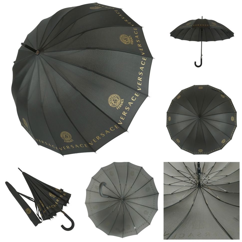Жіноча парасоля-тростина з логотипами брендів, напівавтомат, чорний, 1001-6  1001-6 фото | ANANASKO