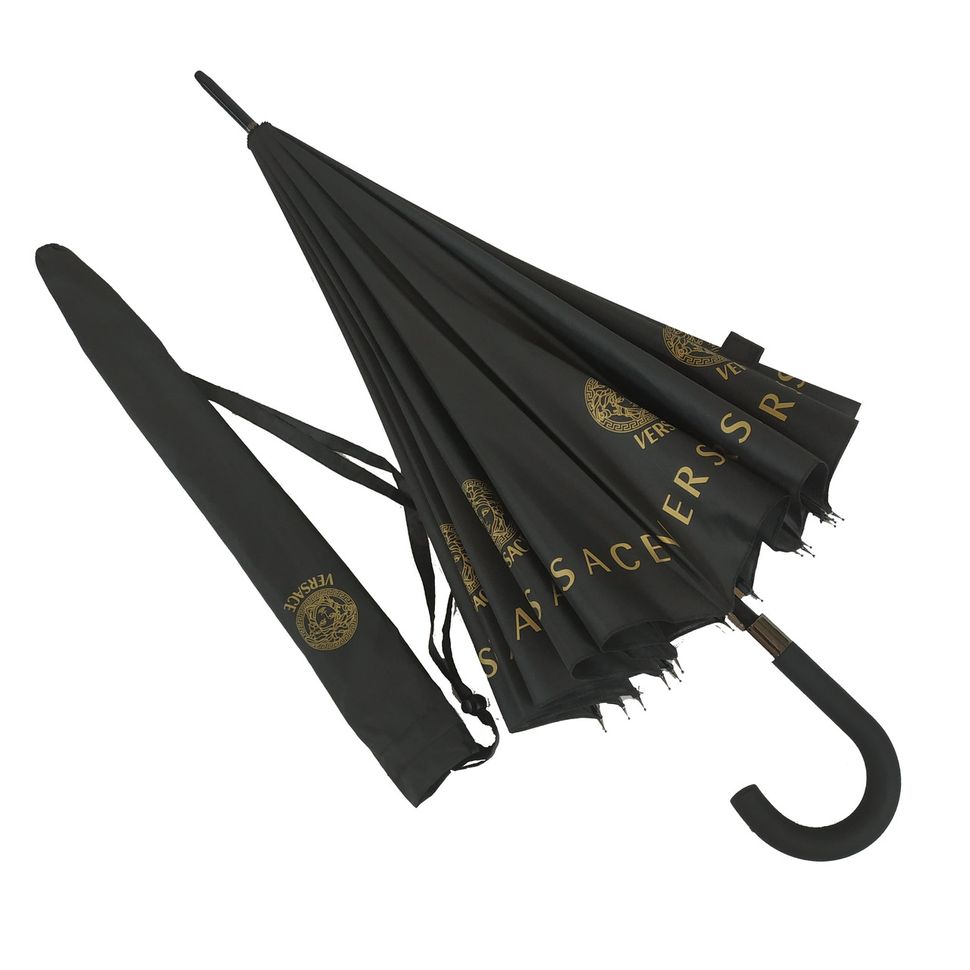 Женский зонт-трость с логотипами брендов, полуавтомат, черный, 1001-6  1001-6 фото | ANANASKO