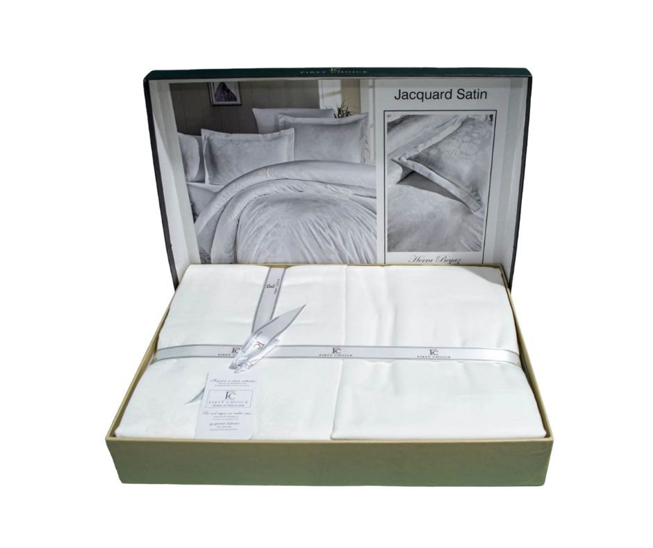 Комплект постільної білизни двоспальний євро Сатин-жаккард Herra White First Choice SG3 180 ниток/м² SG3(e) фото | ANANASKO