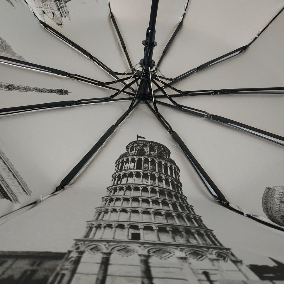 Жіноча парасоля напівавтомат Bellissimo з візерунком зсередини і тефлоновою пропиткою, бежевий, 18315-7  18315-7 фото | ANANASKO