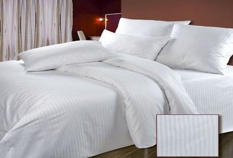 Комплект постельного белья двуспальный на резинке Страйп сатин Белый Ananasko 554321  554321(2,0) фото | ANANASKO