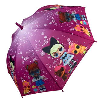 Дитяча парасолька-тростина, напівавтомат "LOL" від Flagman, фіолетовий зі сніжинками, N147-1 за 255 грн