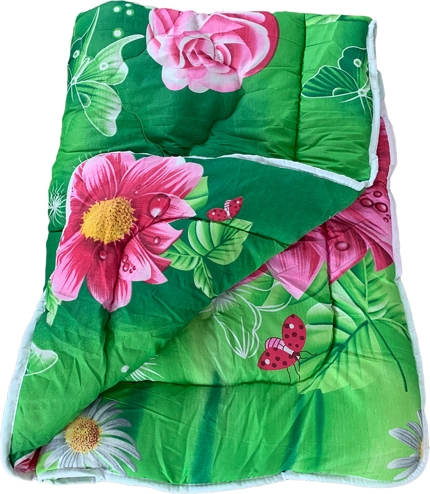 Одеяло полуторное холлофайбер зеленого цвета Ananasko  K800 (1,5) фото | ANANASKO