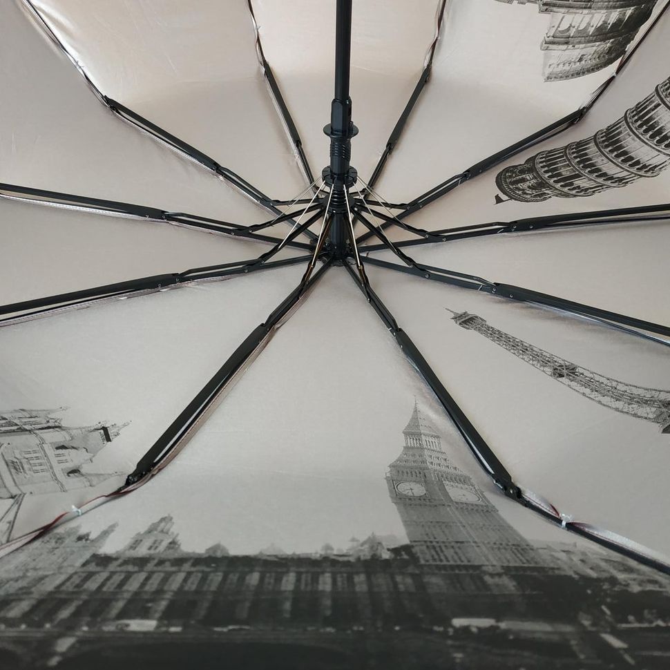 Жіноча парасоля напівавтомат Bellissimo з візерунком всередині і тефлоновою пропиткою, вишневий,18315-9  18315-9 фото | ANANASKO