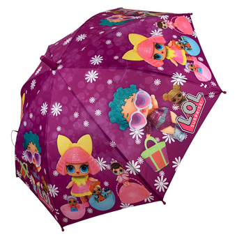 Дитяча парасолька-тростина, напівавтомат "LOL" від Flagman, фіолетовий з квіточками, N147-2 за 255 грн