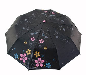Женский зонт-полуавтомат с серебристым напылением, розовая ручка, 124-1