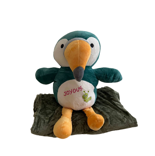 Дитячий плед 150х120 см з іграшкою Папуга зелений Ananasko P300  P300 фото | ANANASKO