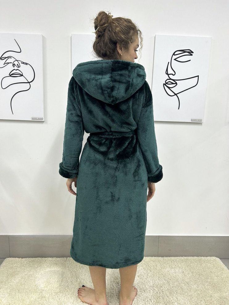 Халат жіночий плюшевий темно-зелений 42-46 р H1 Lakerta  H1(42-46) фото | ANANASKO