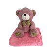 Детский плед 150х120 см с игрушкой Медвежонок фиолетовый Ananasko P331