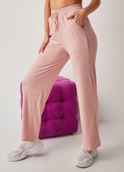 Штаны на шнурке розовые в рубчик XL Ananansko 4901-3  4901-3(xl) фото | ANANASKO