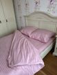 Комплект постільної білизни двоспальний євро Страйп сатин Рожевий Ananasko 541611  541611(e) фото | ANANASKO
