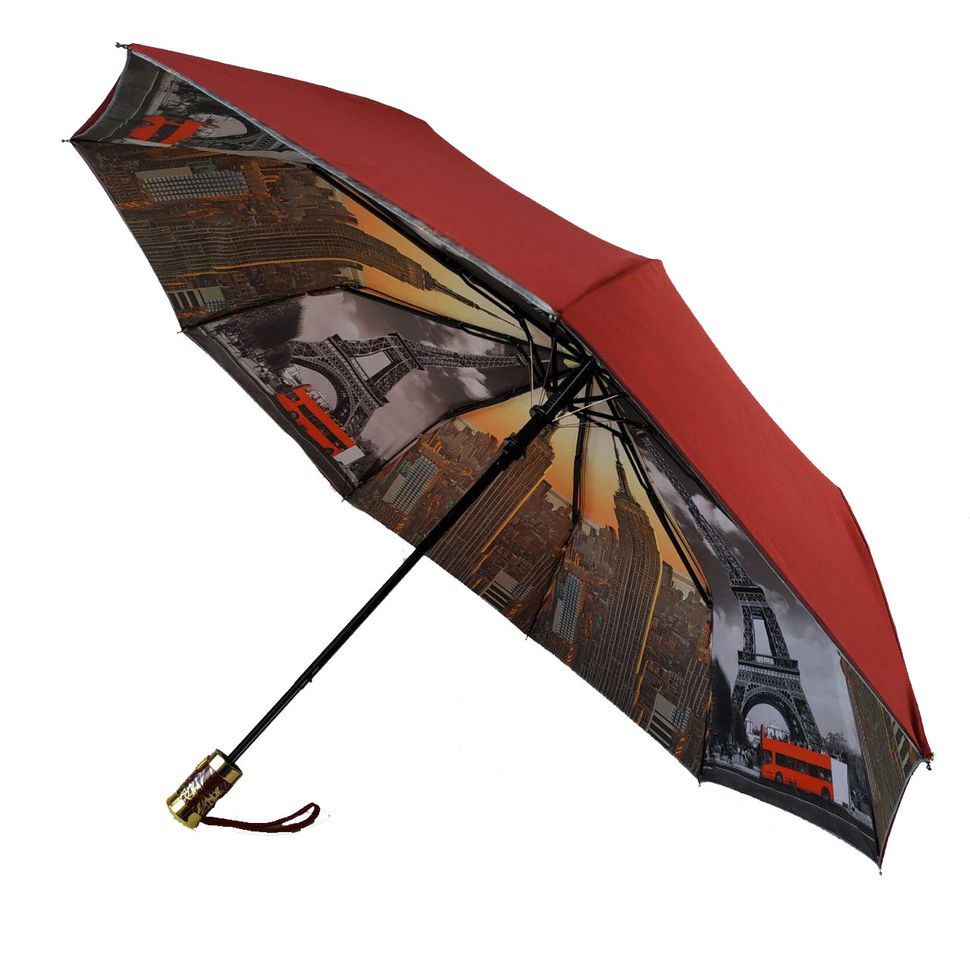 Жіноча парасоля напівавтомат Bellissimo, бордовий, 18301-6  18301-6 фото | ANANASKO