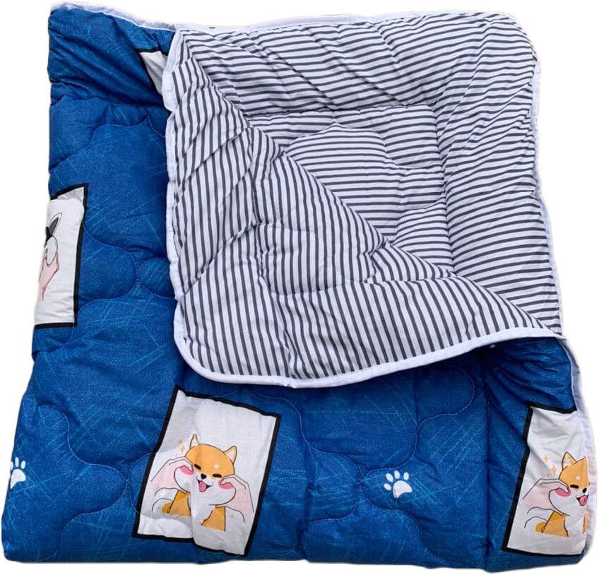 Одеяло полуторное холлофайбер синего цвета Ananasko Kl11 300 г/м² Kl11(1,5) фото | ANANASKO