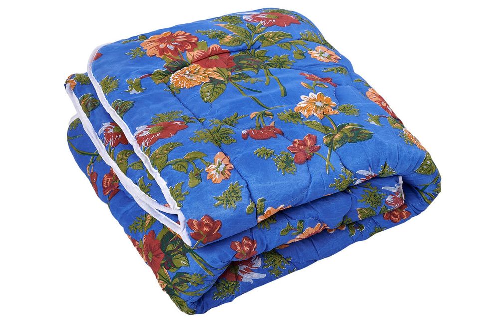 Одеяло полуторное холлофайбер синего цвета Ananasko K861 300 г/м² K861(1,5) фото | ANANASKO