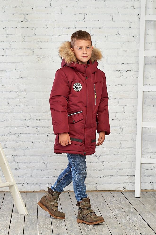 Зимова куртка на хлопчика 128  10531 (бордо) фото | ANANASKO