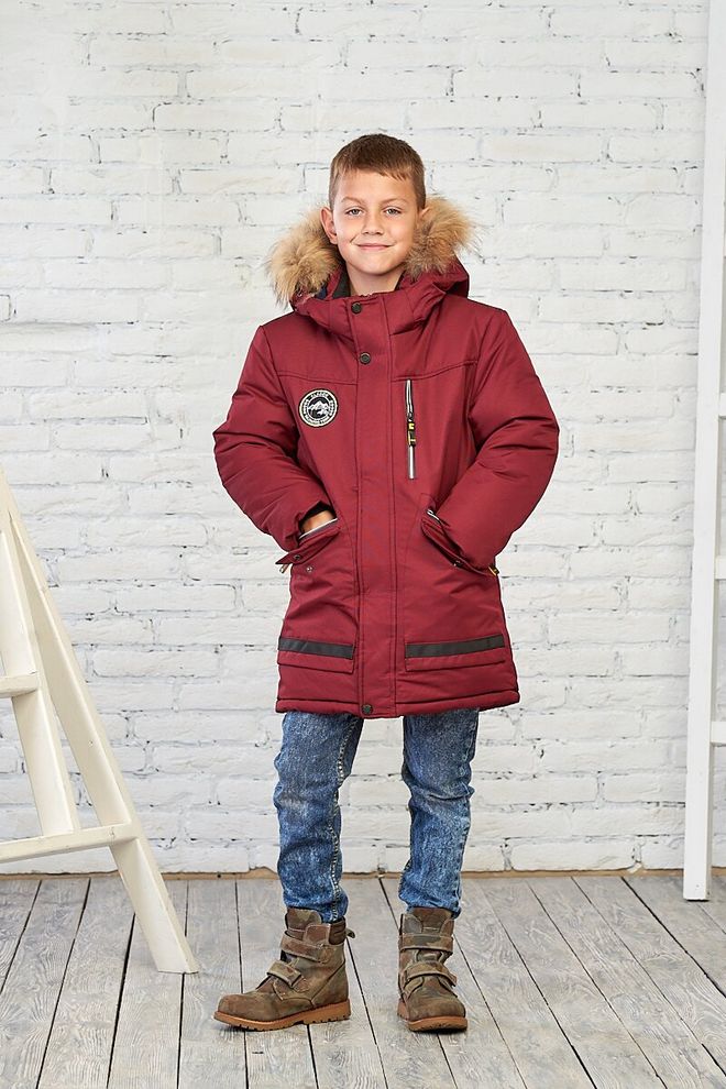 Зимняя куртка на мальчика 128  10531 (бордо) фото | ANANASKO