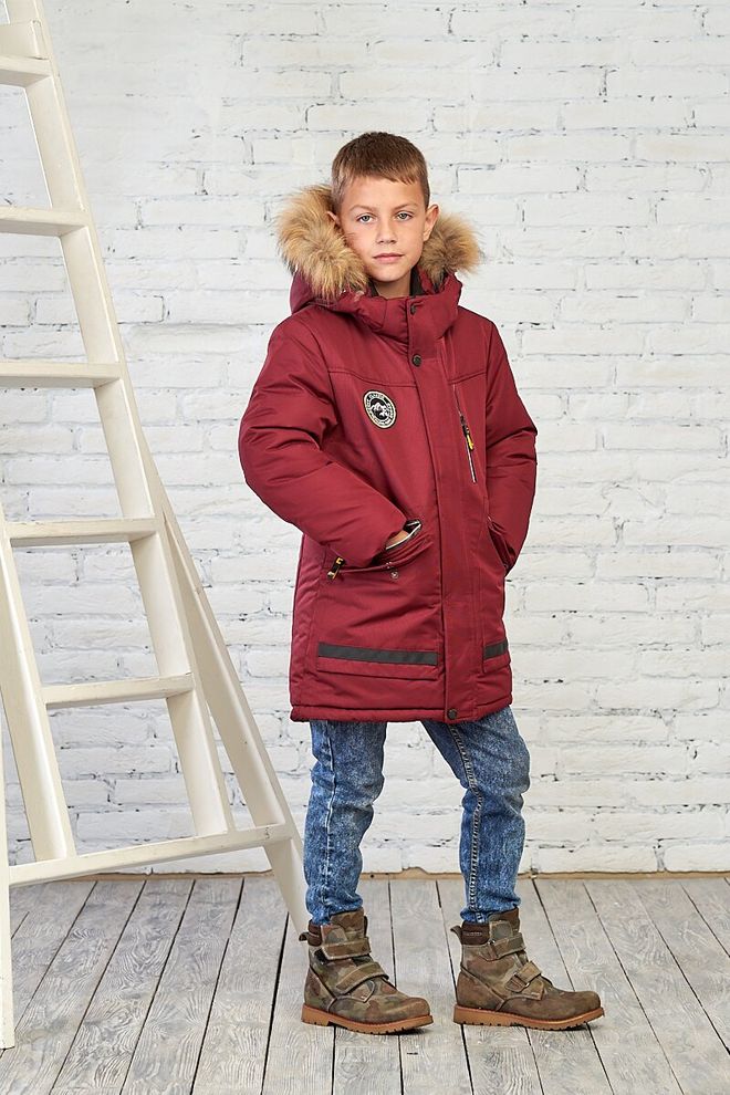 Зимова куртка на хлопчика 128  10531 (бордо) фото | ANANASKO