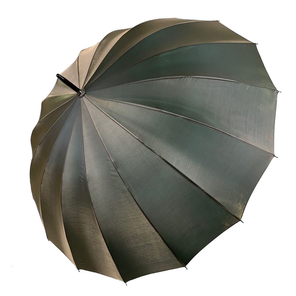 Женский зонтик-трость, полуавтомат, оливковый/серый (хамелеон), 1002-2  1002-2 фото | ANANASKO