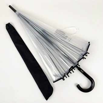 Прозрачный зонт-трость, полуавтомат с ручкой-крюк и каймой по краю купола от "Fiaba", К310-1 за 433 грн