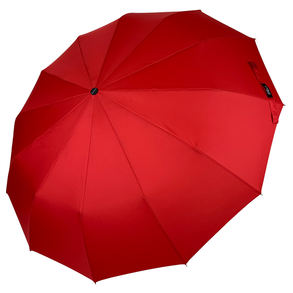 Жіноча однотонна парасоля-автомат від Flagman на 12 спиць, червоний, 140-6  140-6 фото | ANANASKO