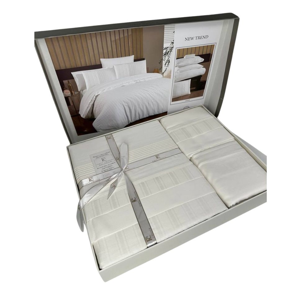 Комплект постельного белья двуспальный евро Делюкс Сатин New Trend Cream First Choise SD3  SD3(e) фото | ANANASKO