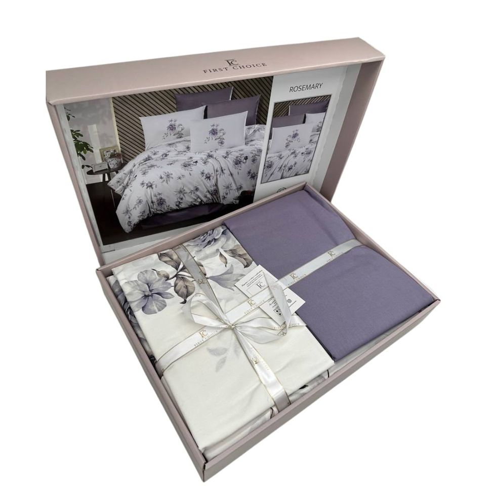 Комплект постельного белья двуспальный евро Ранфорс Rosemary Purple First Choise RT2  RT2(e) фото | ANANASKO