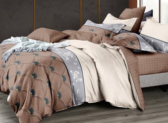 Комплект постельного белья полуторный коричневого цвета Сатин Ananasko 167
