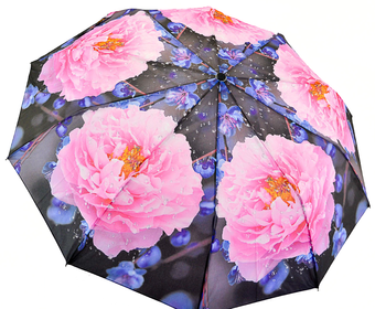 Женский зонт-полуавтомат на 10 спиц от SL, розовые пионы, 471-3