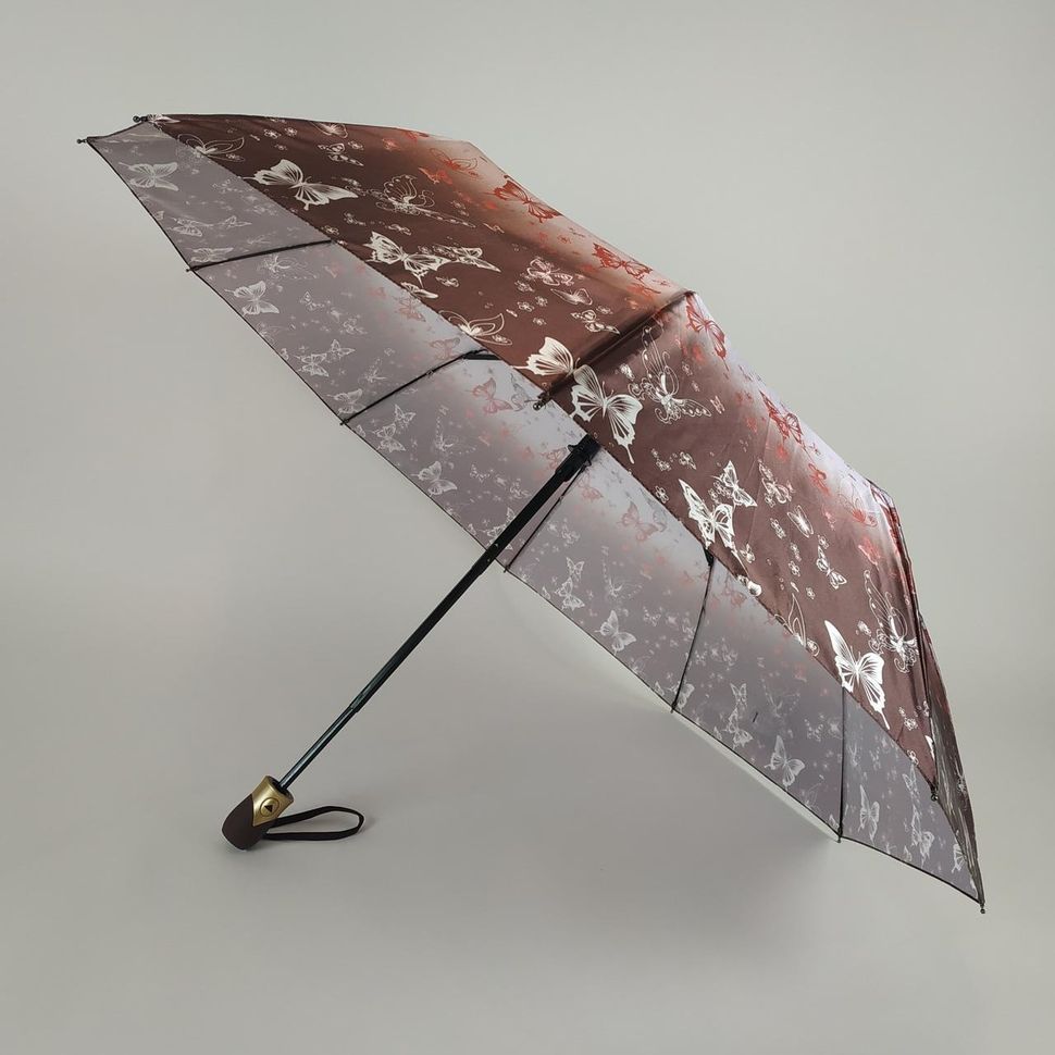 Женский зонт полуавтомат с бабочками "Butterfly", коричневый, 401-4  401-4 фото | ANANASKO