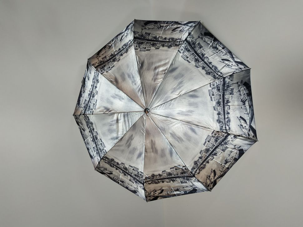 Жіноча парасолька, напівавтомат з зображеннями міст, сатин від фірми "Calm Rain", 483-3  483-3 фото | ANANASKO