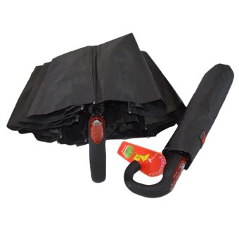 Мужской зонт-полуавтомат с ручкой крюк от 'Bellissimo', черный, 453BL-1 за 488 грн