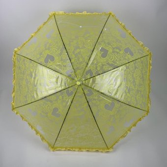 Детский прозрачный зонтик-трость с ажурным принтом от SL, желтый, 18102-4