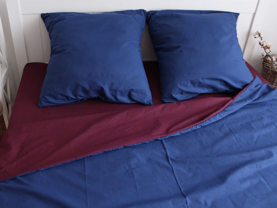 Комплект постельного белья семейный синего цвета Бязь Голд Ananasko 154925 140 ниток/см² 154925(s) фото | ANANASKO