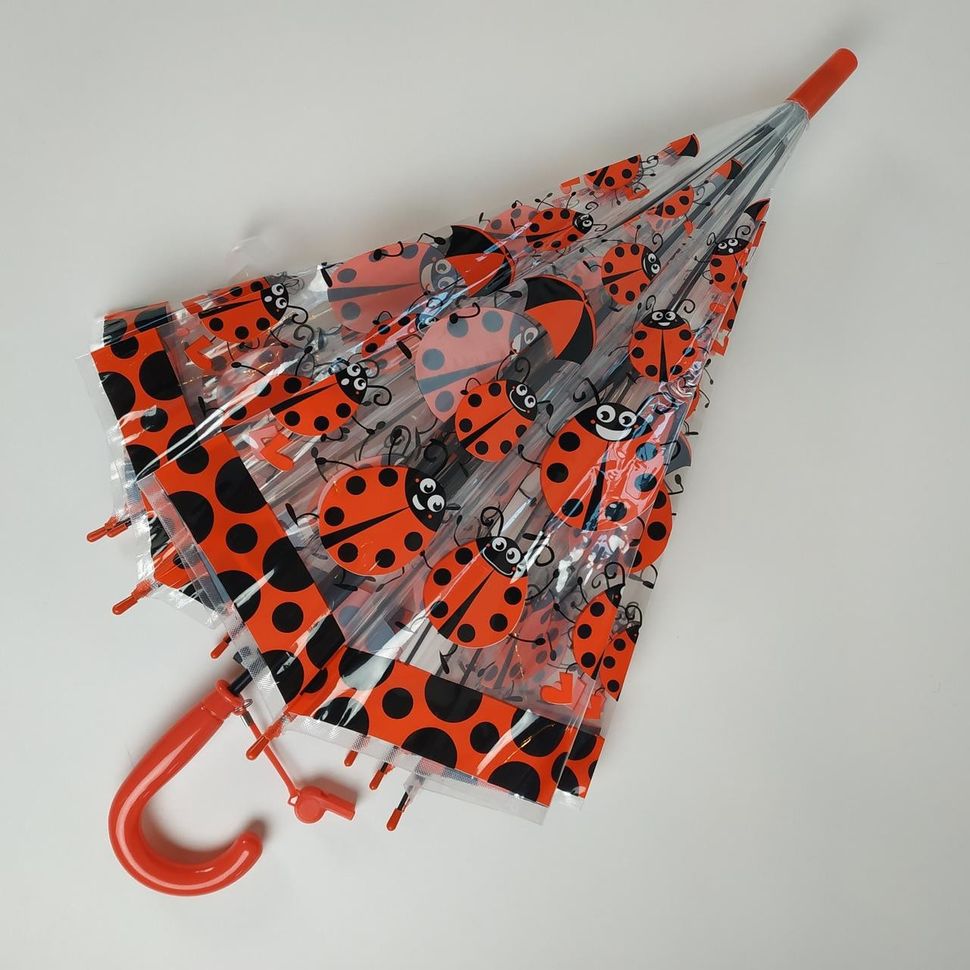 Детский зонтик-трость "Божьи коровки" от фирмы "Paolo Rossi", с красной ручкой, 207-3  207-3 фото | ANANASKO