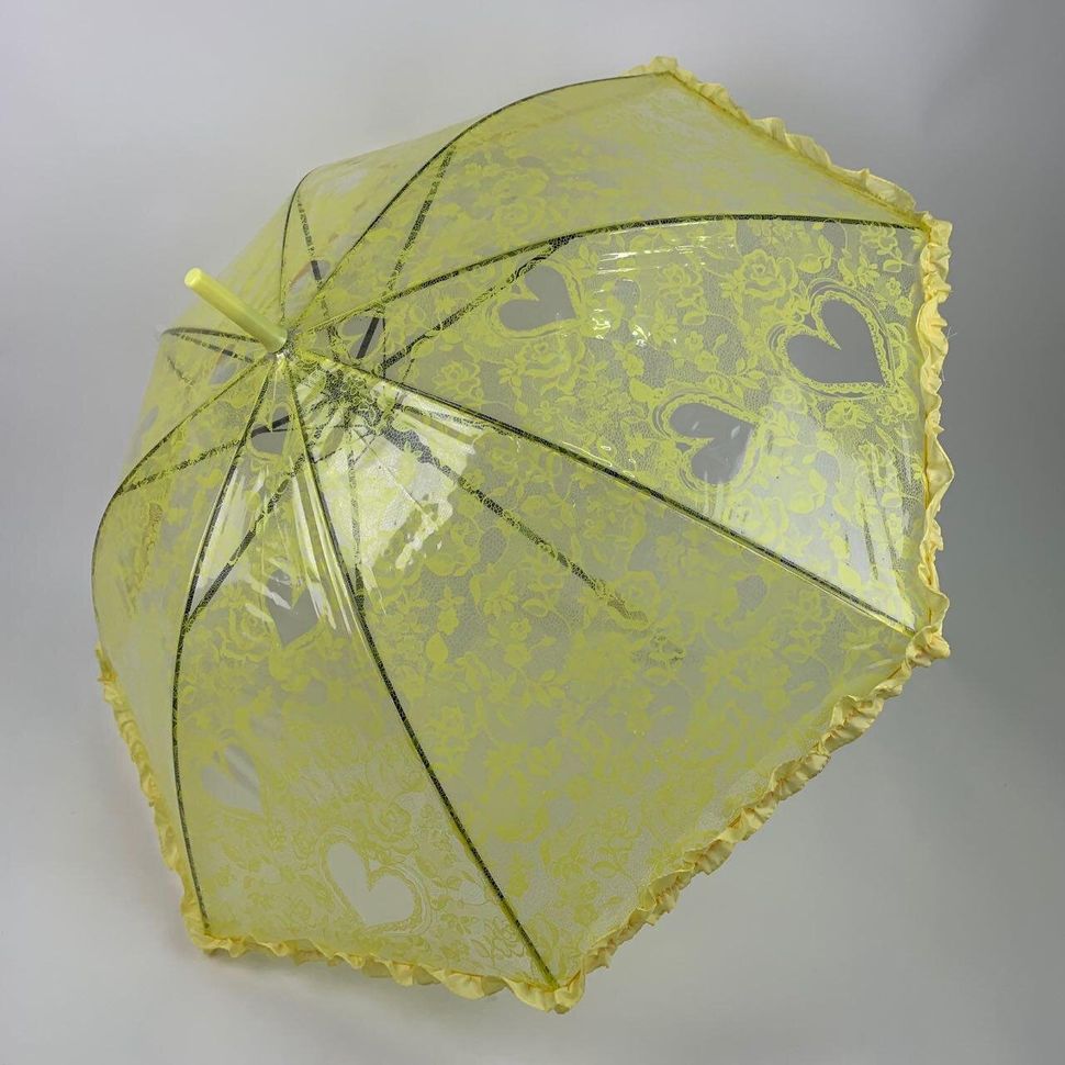 Дитяча прозора парасолька-тростина с ажурным принтом от SL, желтый, 18102-4  18102-4 фото | ANANASKO