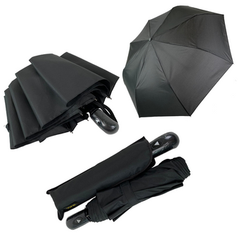 Мужской складной зонт-полуавтомат с прямой ручкой, черный, 2010-1 за 430 грн