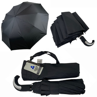 Чоловіча парасоля-напівавтомат Silver Rain з ручкою напівгак і системою "антивітер", чорний, PA300-1 за 737 грн