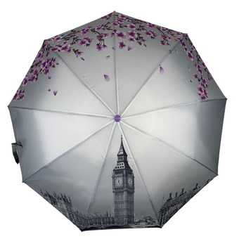 Жіноча парасоля-напівавтомат на 9 спиць, система антивітер, фіолетовий, Toprain544-4 за 520 грн