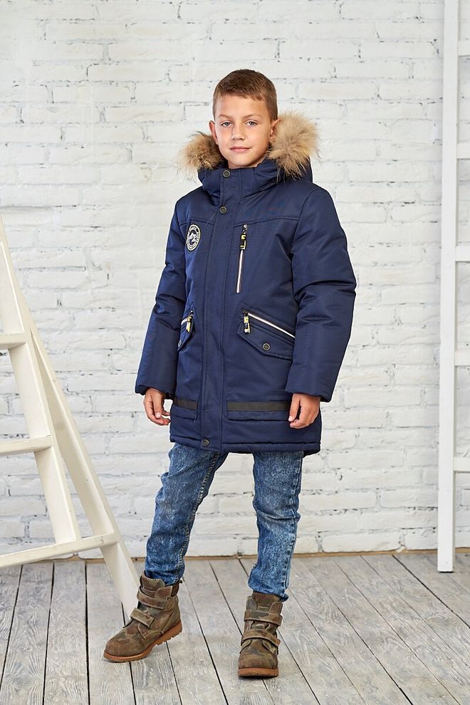 Зимова куртка на хлопчика 128  10532 (синий) фото | ANANASKO