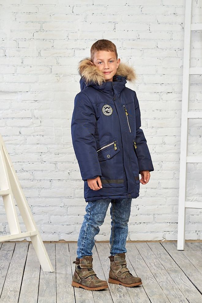 Зимняя куртка на мальчика 128  10532 (синий) фото | ANANASKO