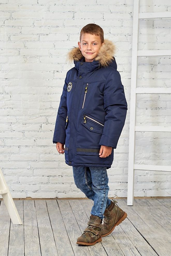 Зимняя куртка на мальчика 128  10532 (синий) фото | ANANASKO