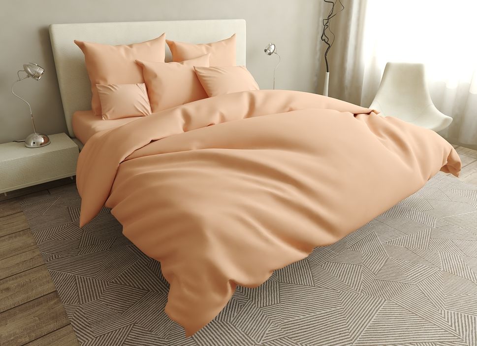 Комплект постельного белья двуспальный персиковый Бязь Голд Ananasko 151045 115 г/м² 151045(2,0) фото | ANANASKO