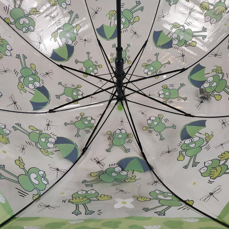 Детский зонтик-трость "Лягушки" от  "Paolo Rossi", с зеленой ручкой, 207-4  207-4 фото | ANANASKO