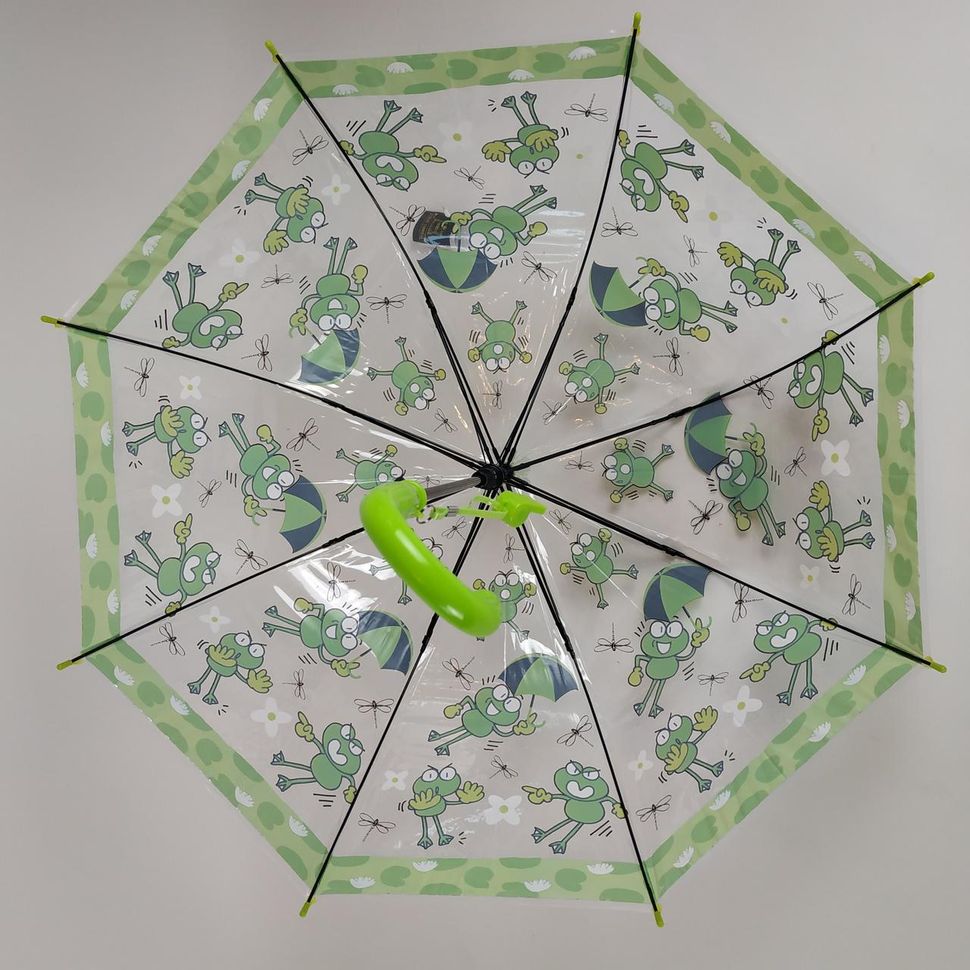 Дитяча парасолька-тростина "Жаби" від "Paolo Rosi", з зеленою ручкою, 207-4  207-4 фото | ANANASKO