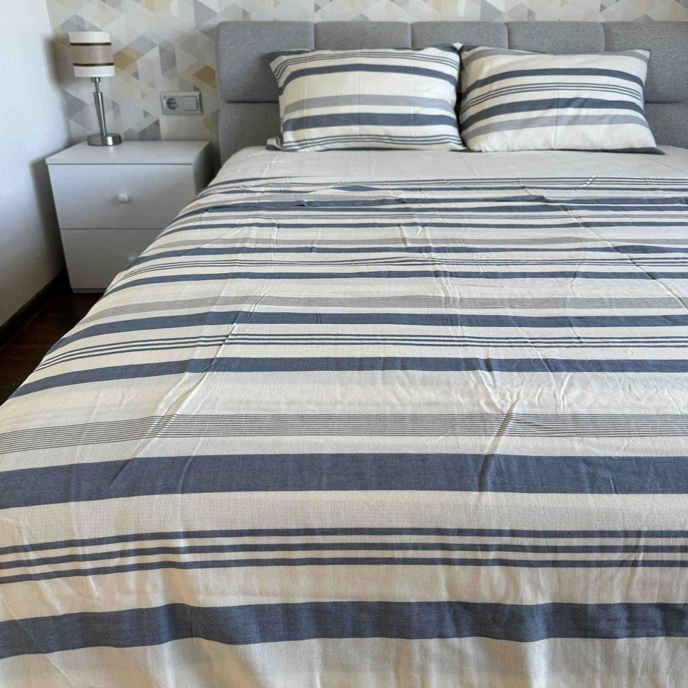 Комплект постельного белья двуспальный евро Лен Blue The Nile Len2 145 г/м² Len2(e) фото | ANANASKO