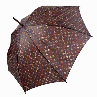 Женский зонт-трость c деревянной ручкой, коричневый, 107-1 за 393 грн