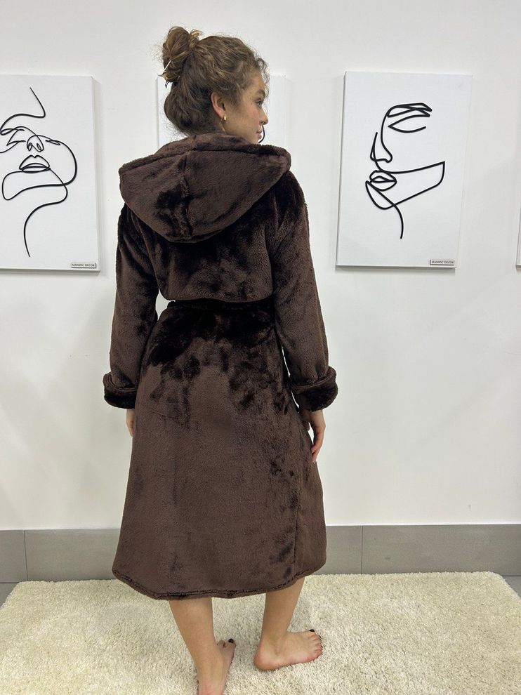 Халат жіночий плюшевий темно-коричневий 42-46 р H3 Lakerta  H3(42-46) фото | ANANASKO