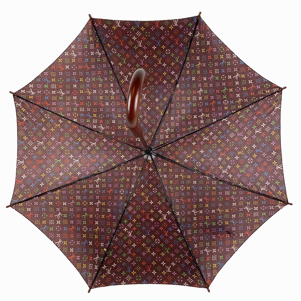 Жіноча парасоля-тростина з дерев'яною ручкою, коричневий, 107-1  107-1 фото | ANANASKO