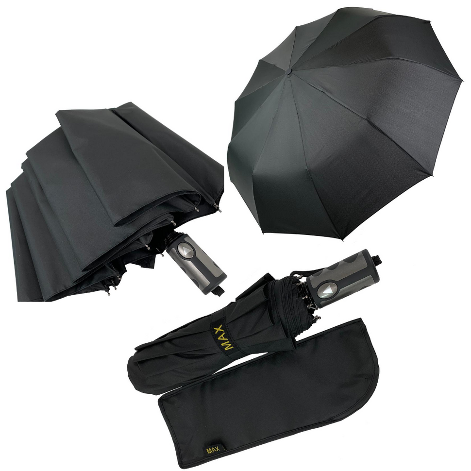 Чоловіча парасоля-напівавтомат з прямою ручкою, чорний, 270-1  270-1 фото | ANANASKO