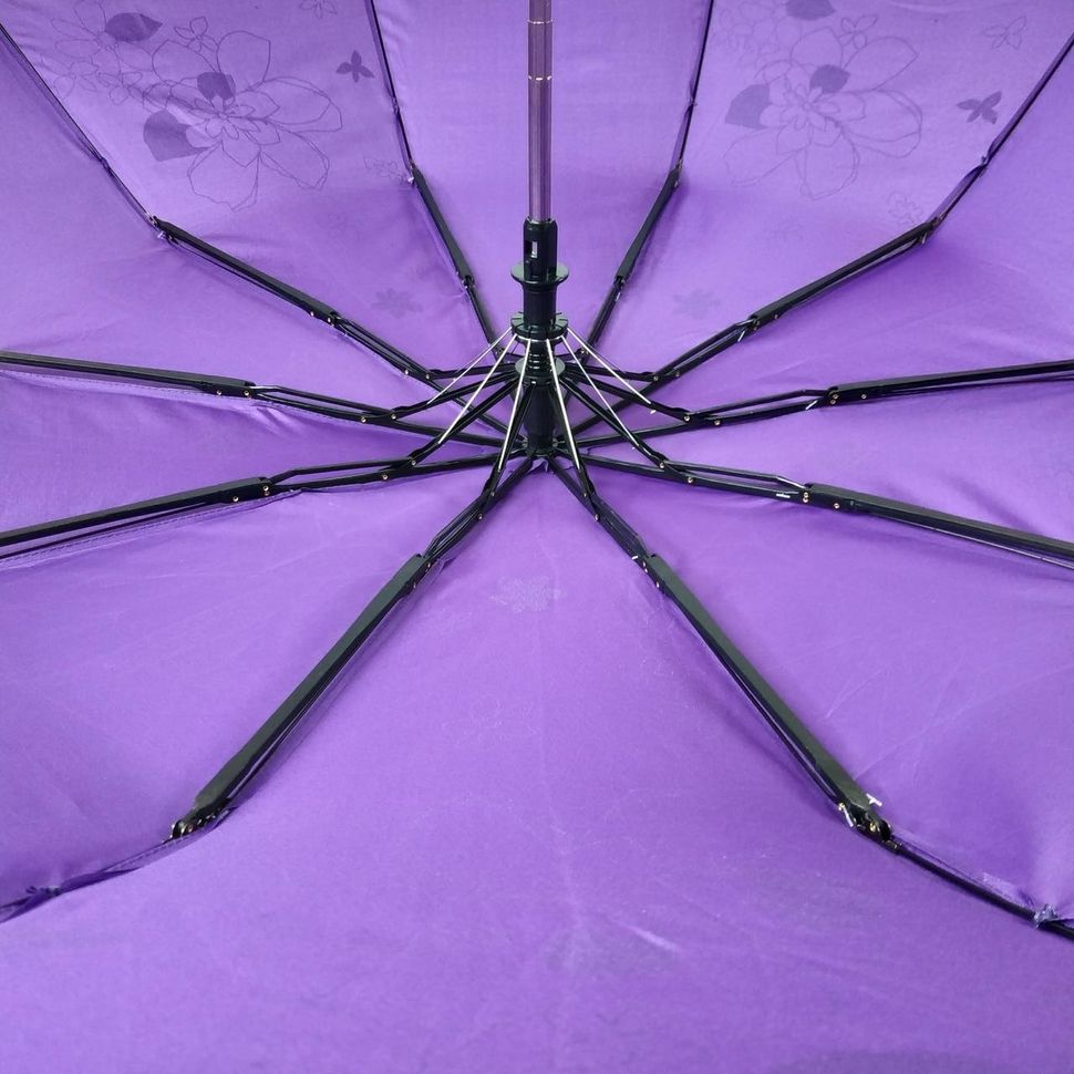 Жіноча парасоля напівавтомат на 10 спиць, з зображенням квітів, фіолетовий, 114-6  114-6 фото | ANANASKO
